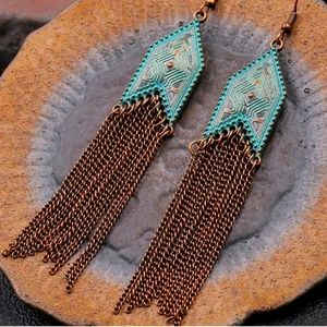 BRAND NEW! Bohemian Turquoise Tassel Chain Earrings
